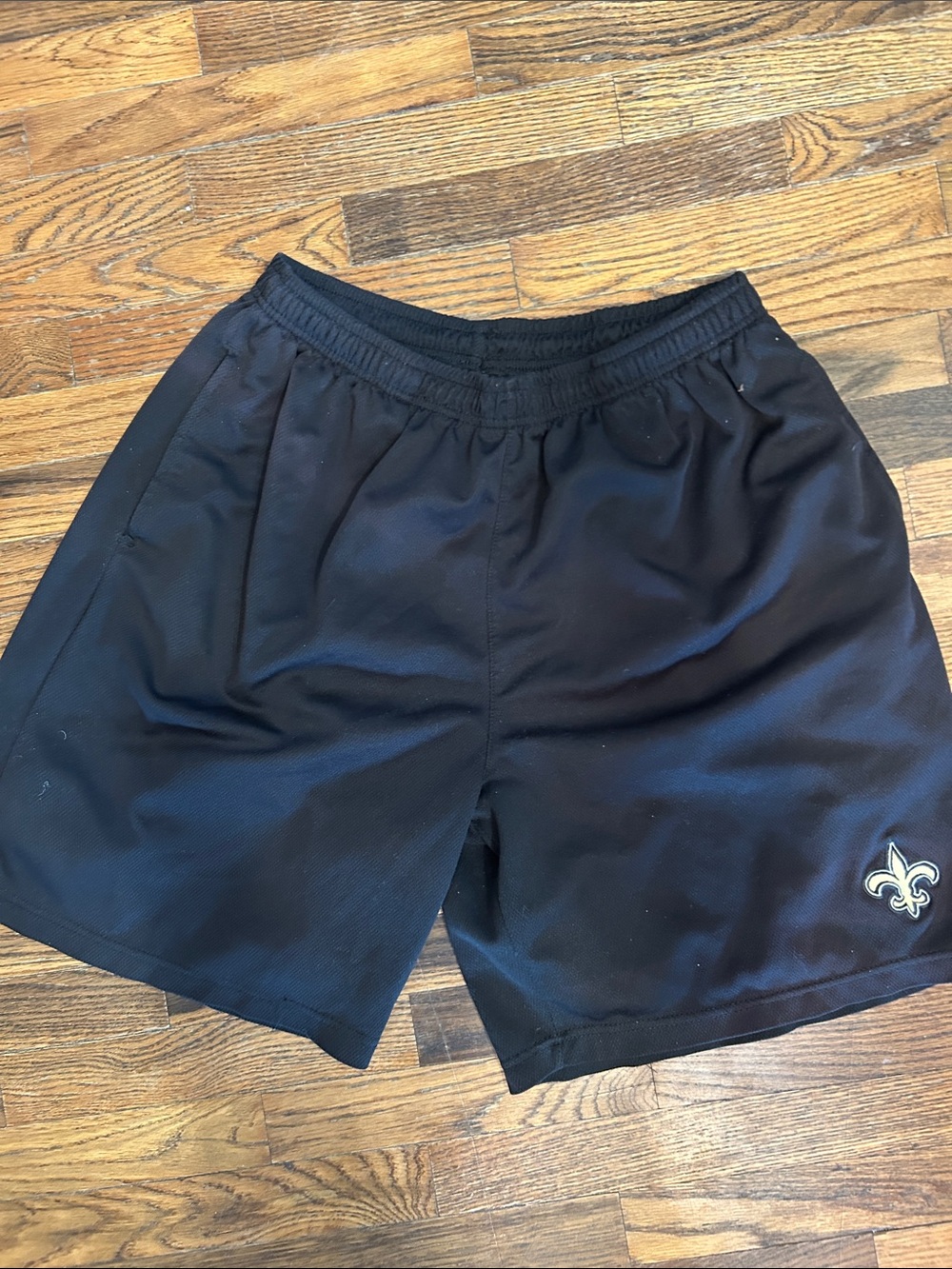 NFL Black Men's Athletic Shorts with Fleur-de-lis Accent